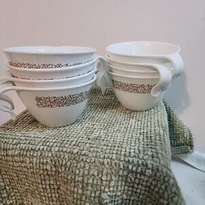 Set of 8 Corelle Woodland Brown Swirl Handle Cups – Vintage Corning Mugs USA